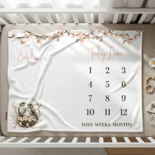 Bereit zum Hatch! Niedliche Birds Baby Milestone Fleecedecke