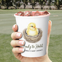 Bereit zum Hatschen der gelben Frühlingsdusche Pappbecher