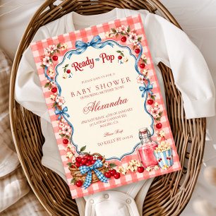 Bereit zum Knallen: Kirsch-Gingham-Baby-Shower Einladung