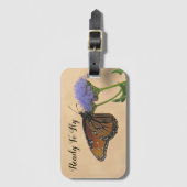 Bereit zum Monarchen auf Lila Blume Schmetterling Gepäckanhänger (Vorderseite Vertikal)