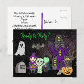 Bereit zum Party, Halloween Spuk House Einladung Postkarte (Vorne/Hinten)