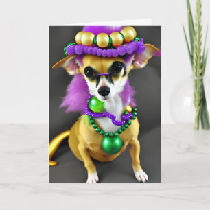 Bereit zum Party? Mardi Gras Chihuahua Karte