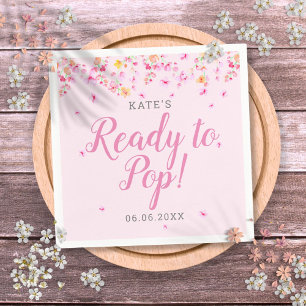 Bereit zum Platzen Baby Girl Shower Rosa Blüte Serviette