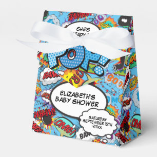 Bereit zum Platzen Baby Shower Blau Comic-Book Geschenkschachtel