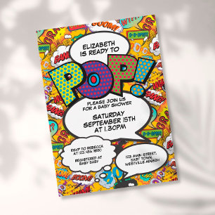 Bereit zum Platzen Baby Shower Comic Buch Modern Einladung
