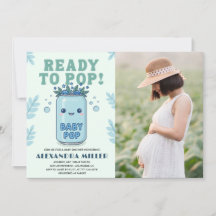 Bereit zum Platzen Baby Shower Foto Blau Kawaii