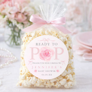 Bereit zum Platzen Florales Schleifen-Baby-Shower- Runder Aufkleber
