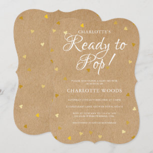 Bereit zum Platzen Goldene Herzen Baby Shower Rust Einladung