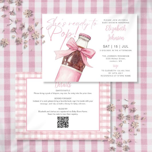 Bereit zum Platzen Rosa Limonadenflasche QR-Code B Einladung