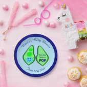 Bereit zum Pop Baby Boy Blue Pea Custom Baby Dusch Pappteller (Party)