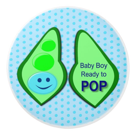 Bereit zum Pop Baby Boy Blue Pee Keramikknauf (Vorderseite)