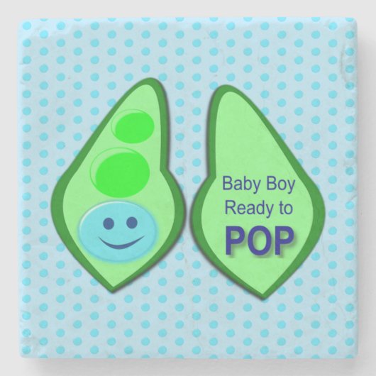 Bereit zum Pop Baby Boy Blue Pee Steinuntersetzer (Vorderseite)