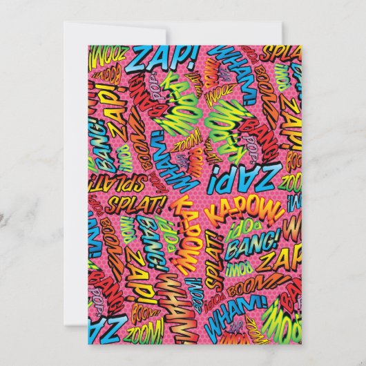 Bereit zum Pop Baby Dusche Comic Buchen Spaß Rosa Einladung (Rückseite)