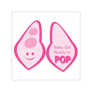 Bereit zum Pop Baby Girl Pink Pea Babydusche Permastempel