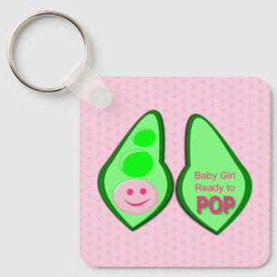 Bereit zum Pop Baby Girl Pink Pea Babydusche Schlüsselanhänger