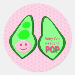 Bereit zum Pop Baby Girl Pink Pea Runder Aufkleber
