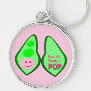 Bereit zum Pop Baby Girl Pink Pea Schlüsselanhänger