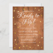 Bereit zum Pop Baby Shower Gold Hearts Rustikales Einladung (Vorderseite)
