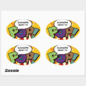 Bereit zum POP Babydusche farbiges Comic Buch Ovaler Aufkleber (Blatt)