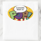 Bereit zum POP Babydusche farbiges Comic Buch Ovaler Aufkleber (Tasche)