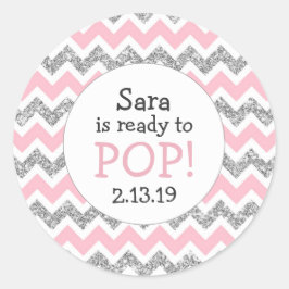 Bereit zum Pop Babydusche Gefallen pinkfarbener si Runder Aufkleber