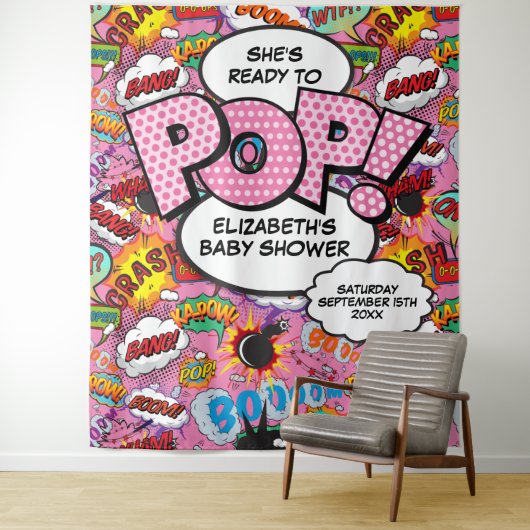 Bereit zum Pop Babydusche Rosa Foto Hintergrund Wandteppich (Beispiel)