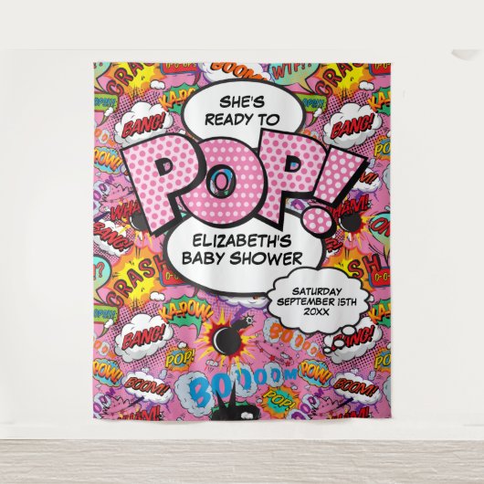 Bereit zum Pop Babydusche Rosa Foto Hintergrund Wandteppich (Vorderseite)