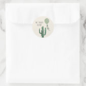 Bereit zum Pop Ballon Kaktus Neutral Baby Dusche Runder Aufkleber (Tasche)