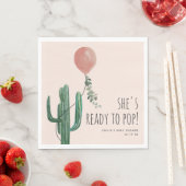 Bereit zum Pop Balloon Cactus Pink Baby Shower Serviette (Beispiel)