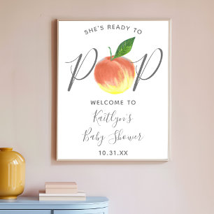 Bereit zum Pop Begrüßungszeichen Peach Baby Dusc Poster