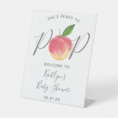 Bereit zum Pop | Begrüßungszeichen Peach Baby Dusc Sockelschild (Vorderseite)