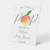 Bereit zum Pop | Begrüßungszeichen Peach Baby Dusc Sockelschild (Vorderseite)