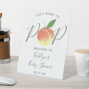Bereit zum Pop Begrüßungszeichen Peach Baby Dusc Sockelschild