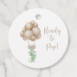Bereit zum Pop Beige Balloons Boho Babydusche Geschenkanhänger