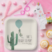 Bereit zum Pop Blue Balloon Cactus Boy Baby Shower Pappteller (Party)