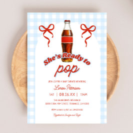 Bereit zum Pop Blue Boy Soda Babydusche Einladung