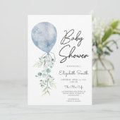 Bereit zum Pop Blue Greenery Baby Boy Dusche Moder Einladung (Stehend Vorderseite)
