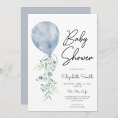 Bereit zum Pop Blue Greenery Baby Boy Dusche Moder Einladung (Vorne/Hinten)