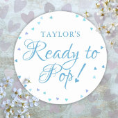 Bereit zum Pop Blue Liebe Hearts Baby Boy Dusche Runder Aufkleber