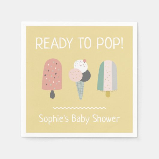 Bereit zum Pop Boho Babyshower Servietten Senf (Vorderseite)