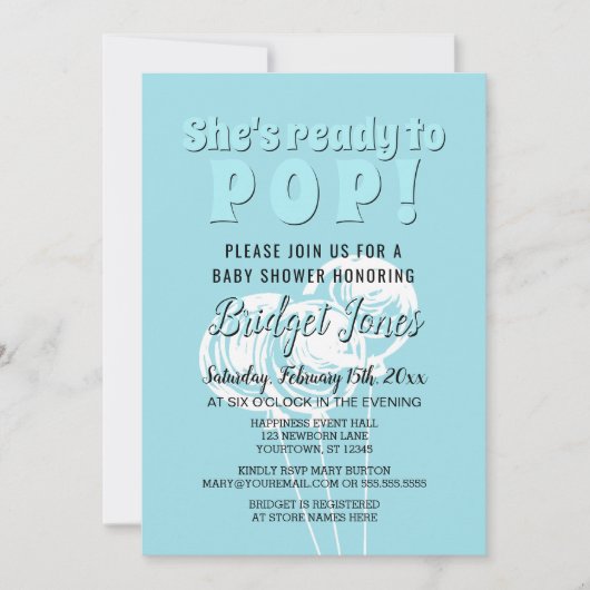 Bereit zum Pop Chalk Balloons Baby Blue Boy Dusche Einladung (Vorderseite)