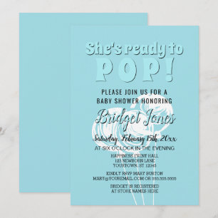 Bereit zum Pop Chalk Balloons Baby Blue Boy Dusche Einladung