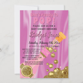 Bereit zum Pop Champagne Pink Baby Girl Dusche Einladung