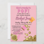 Bereit zum Pop Champagne Pink Baby Girl Dusche Einladung (Vorderseite)