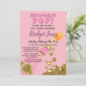 Bereit zum Pop Champagne Pink Baby Girl Dusche Einladung (Stehend Vorderseite)