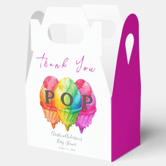 Bereit zum Pop Eiscreme Gradient Pink Babydusche Geschenkschachtel (Geöffnet)