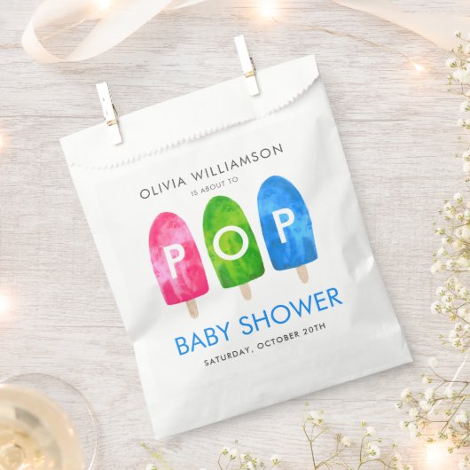 Bereit zum Pop farbenfrohe Blue Baby Dusche Geschenktütchen (Ausgeschnitten)