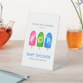 Bereit zum Pop farbenfrohe Blue Baby Dusche Sockelschild (In SItu)