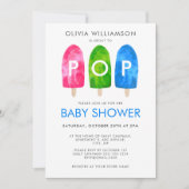 Bereit zum Pop farbenfrohe Popsicle Blue Baby Dusc Einladung (Vorderseite)