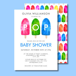 Bereit zum Pop farbenfrohe Popsicle Blue Baby Dusc Einladung